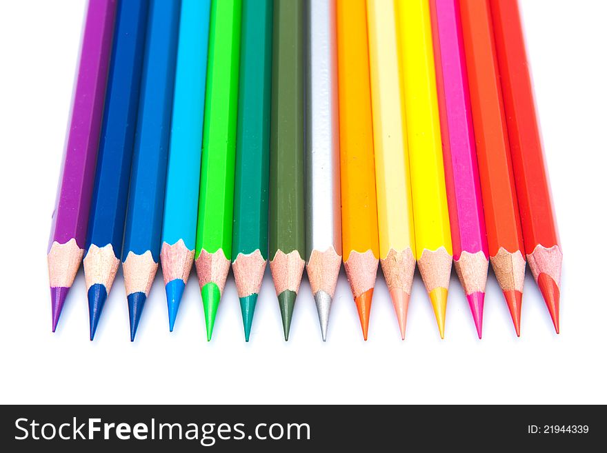 Set of color pencil isolated on white background. Set of color pencil isolated on white background