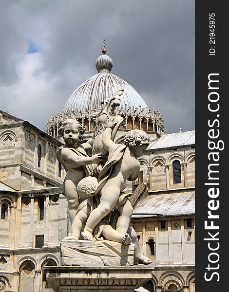 A Fountain at Piazza Dei Miracoli in Piza. A Fountain at Piazza Dei Miracoli in Piza