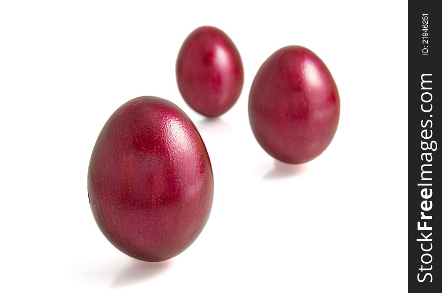 Red easter eggs on a white background. Red easter eggs on a white background