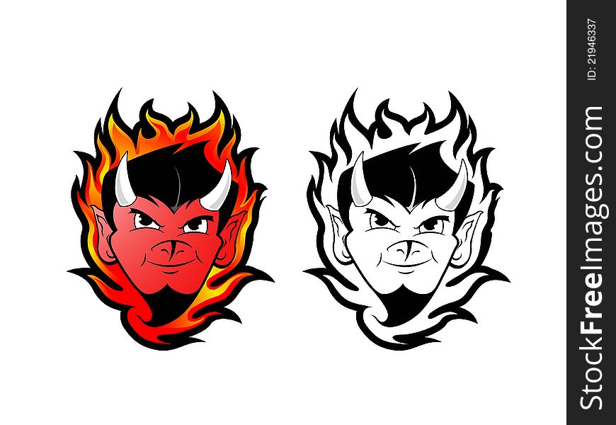 DEVIL / DEMON MASCOT WITH FIRE