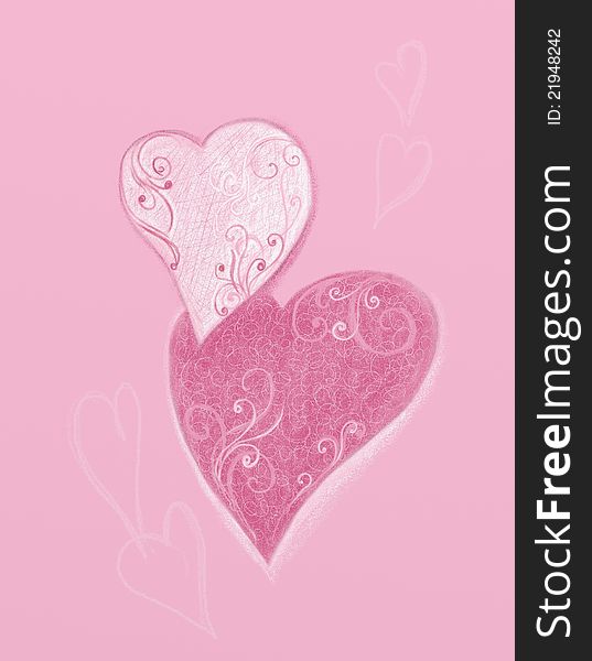 Two Hearts On A Pink Background