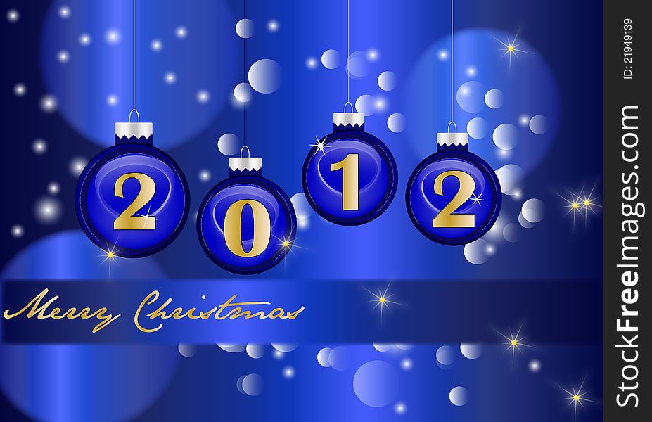 Abstract background in blue New Year and Merry Christmas with balls. Abstract background in blue New Year and Merry Christmas with balls