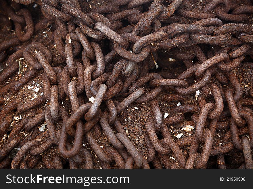 Rusty chains in one shipyard in Europe. Rusty chains in one shipyard in Europe