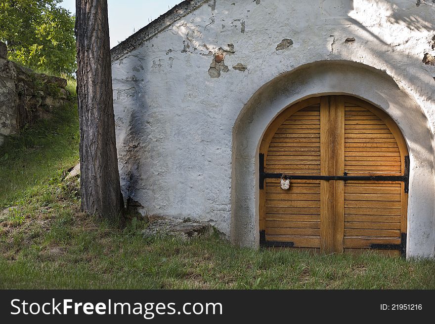 Locked cellar gate in a wine growing region, Hungary