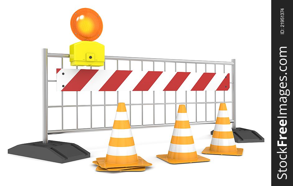 Road block with Cones and Barricade. Road block with Cones and Barricade