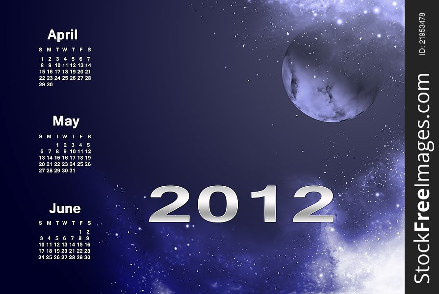 Calendar 2012 with beautiful universe background