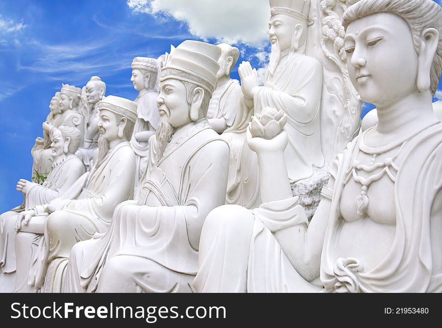 Group of Chinese Buddha on heaven