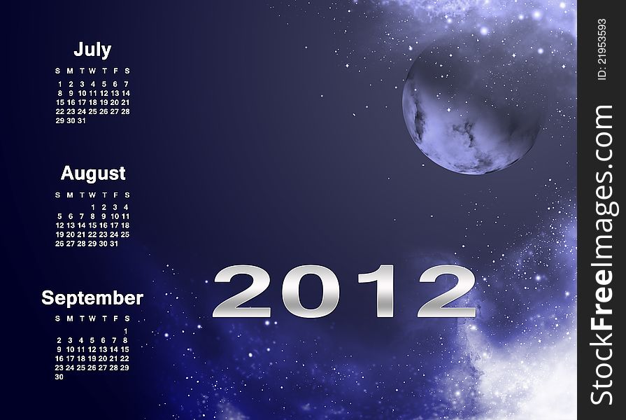 Calendar 2012 with beautiful universe background