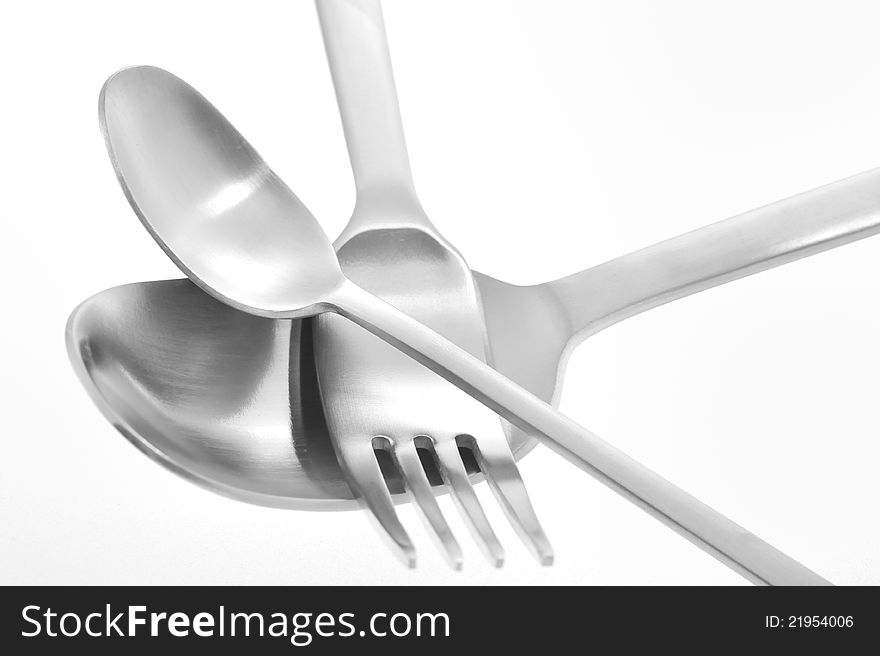 Fork and spoon isolated