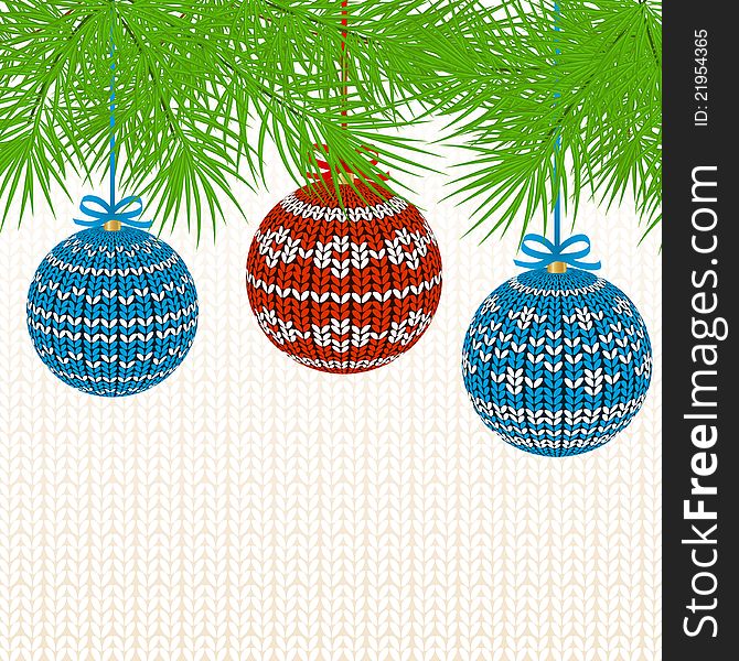 Christmas Background with Knitted Balls. Christmas Background with Knitted Balls