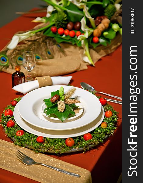Holiday decoration on party table in bright colors. Holiday decoration on party table in bright colors