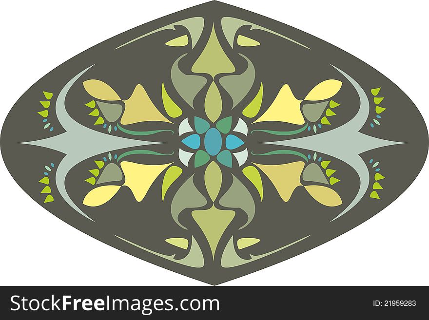 Stylized ornament in green palette, illustration