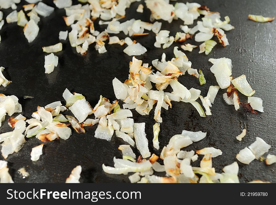 Chopped Onion on Frying Pan