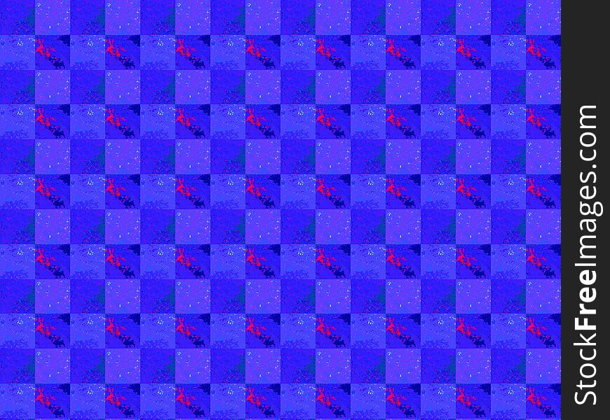 Large blue background with a checkered pattern and pink splashes, e.g. for gift wrapping paper. Large blue background with a checkered pattern and pink splashes, e.g. for gift wrapping paper