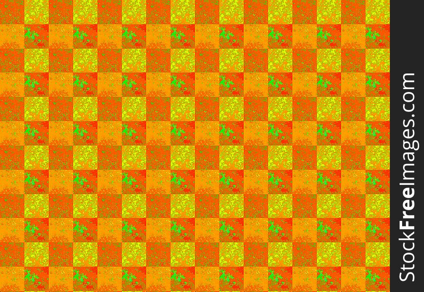 Seamless Red Orange Golden And Green Marbled Checkered Template