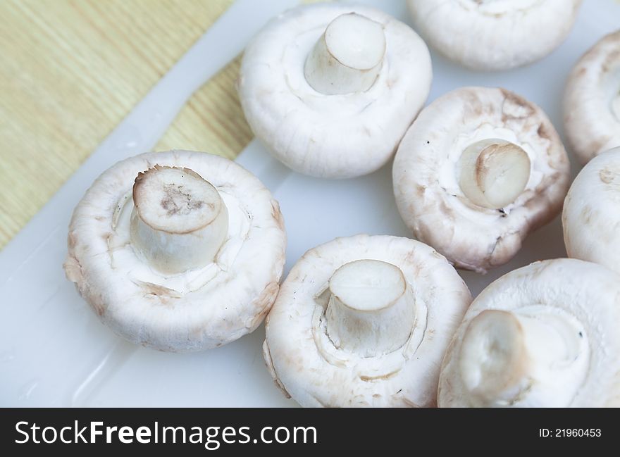 Mushrooms on the counter ready for cutting