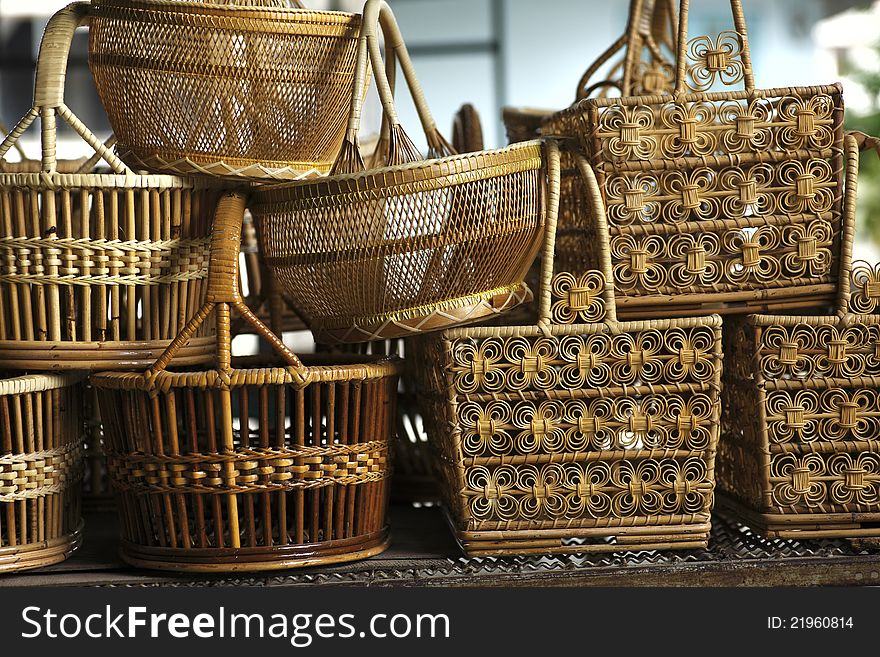 Basket wicker is Thai handmade at Suphanburi near bangkok, Thailand. Basket wicker is Thai handmade at Suphanburi near bangkok, Thailand.