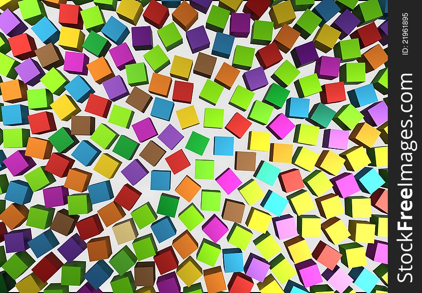 Abstract background - different color cubes with rainbow colors