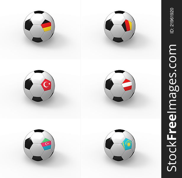 Euro 2012, soccer ball with flag - Group A - Germany, Belgium, Turkey, Austria, Azerbaijan, Kazakhstan