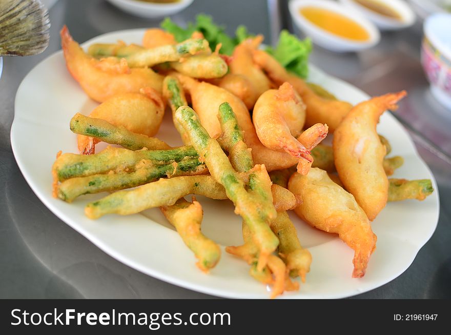 Japanese tempura with variety of fresh vegetables fried. Japanese tempura with variety of fresh vegetables fried