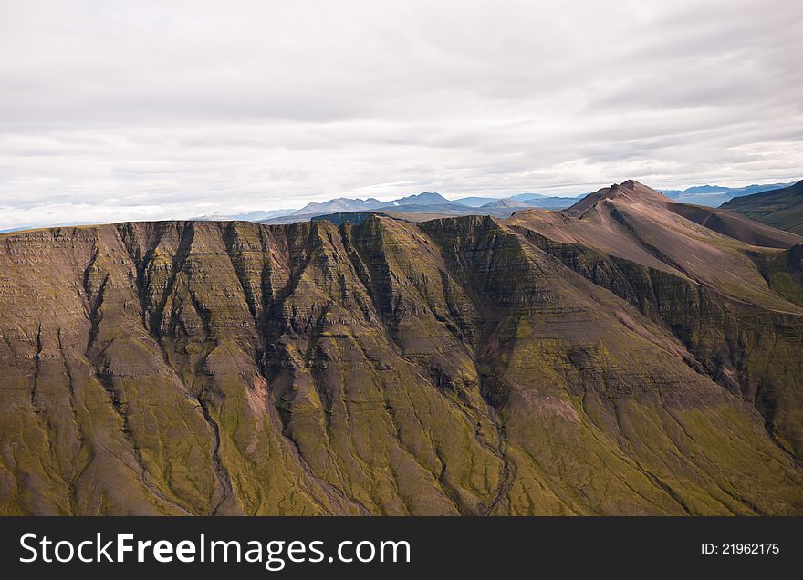 Photo of a Icelandic mountain and popular trails called Laufarskord. Photo of a Icelandic mountain and popular trails called Laufarskord