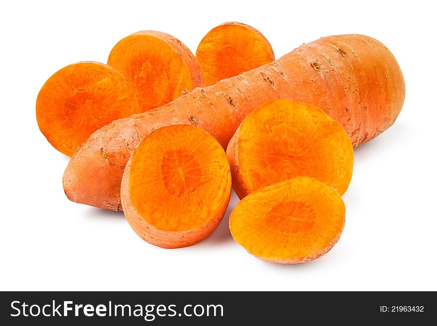 Cut carrot against white background