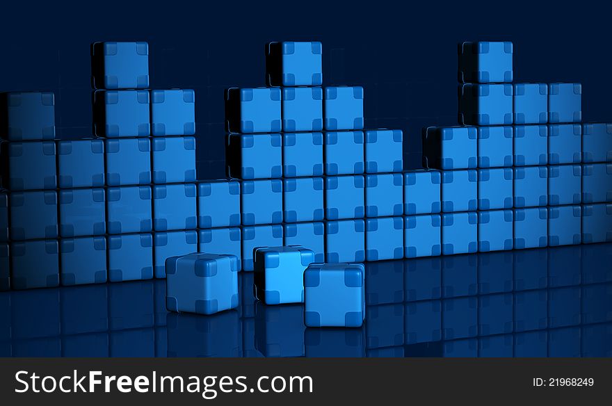 Futuristic cubes that build a structure (3d render). Futuristic cubes that build a structure (3d render)