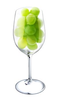 Wine Glass With Green Grapes. Royalty Free Stock Photo