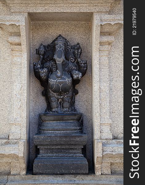 Black stone idol of lord ganesh in the murudeshwar temple. Black stone idol of lord ganesh in the murudeshwar temple