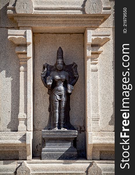 Black stone idol of  goddess Laxmi or Lakshmi in the murudeshwar temple (Laxmi, Lakshmi - The goddess of prosperity)