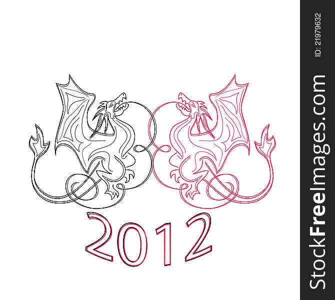 Two dragon, a symbol of 2012. Two dragon, a symbol of 2012