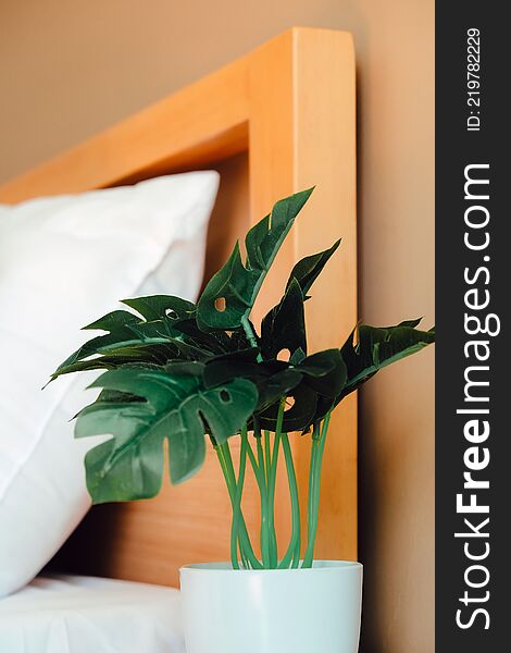 Artificial plant decoration in bedroom