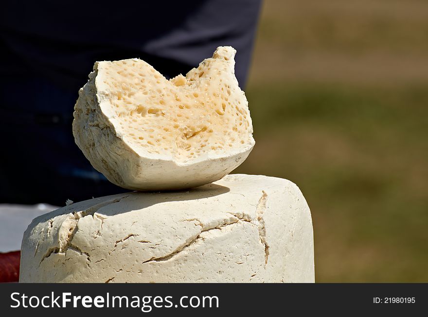 Block of Georgian cheese on a Tushetoba festival in Omalo, Georgia. Block of Georgian cheese on a Tushetoba festival in Omalo, Georgia