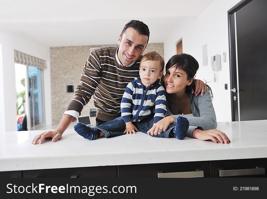Happy young family have fun and relaxing at new home with bright furniture. Happy young family have fun and relaxing at new home with bright furniture