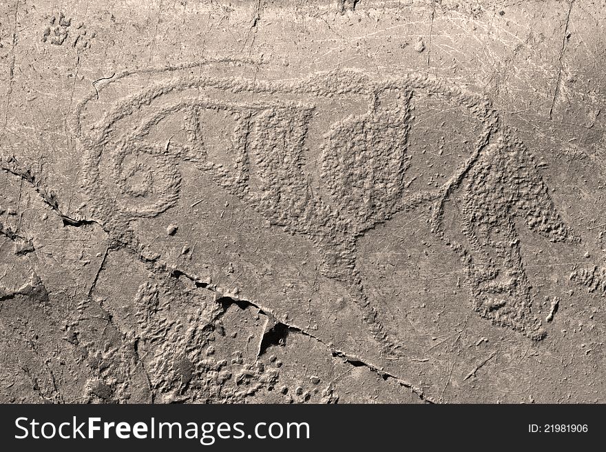 Petroglyphs on the rocks in the Altai Mountains, Russia. Petroglyphs on the rocks in the Altai Mountains, Russia