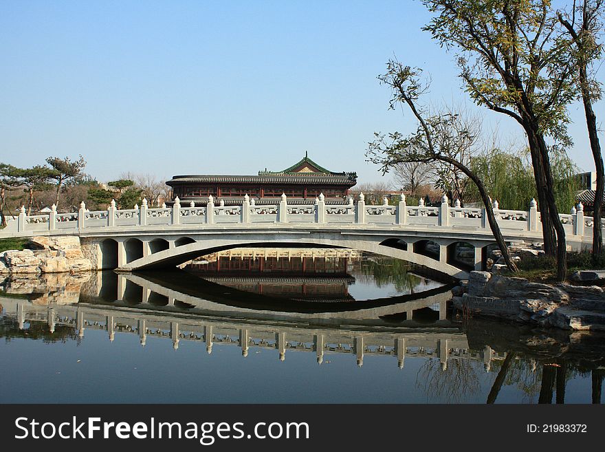 This is a picture of Chinese stone arch bridge. This is a picture of Chinese stone arch bridge.