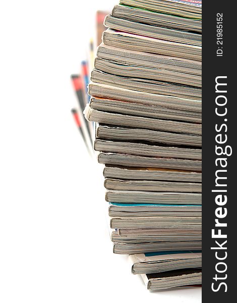 Stack of newspapers on white background. Stack of newspapers on white background