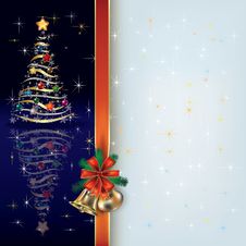 Christmas Greeting With Tree And Gift Ribbon Stock Photo Christmas Greeting With Tree And Gift Ribbon Stock Photo