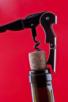 Bottle With A Cork And Corkscrew Stock Photography Bottle With A Cork And Corkscrew Stock Photography