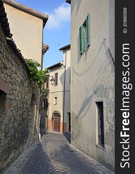 Narrow street in Camerino city of Italy near Ancona and Macerata, at 200 km far from Rome. Narrow street in Camerino city of Italy near Ancona and Macerata, at 200 km far from Rome.