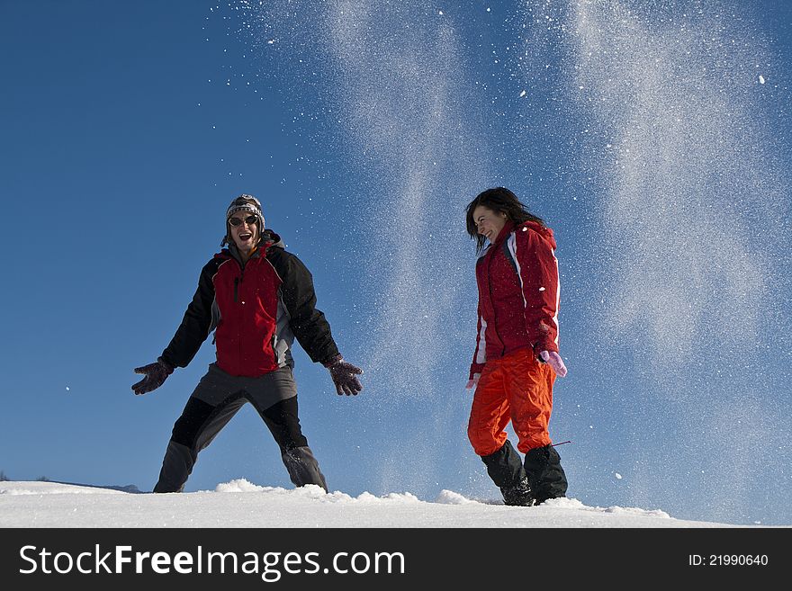 Young couple in snow