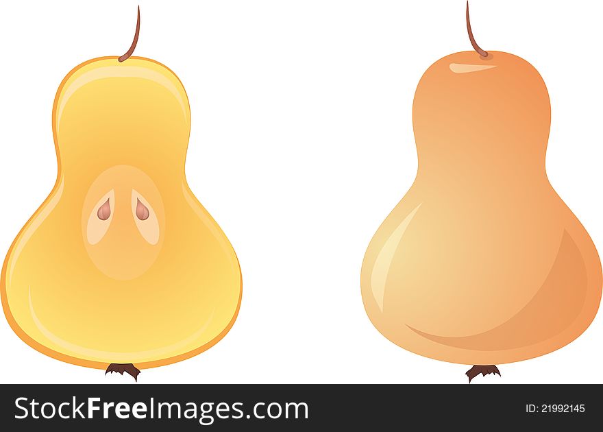 Cute isolated pear on white background,  illustration. Cute isolated pear on white background,  illustration