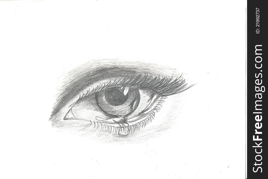 Hand-drawn picture of eye with tears