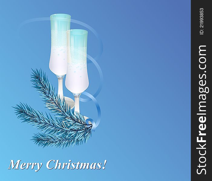 Wine glasses, Christmas background. Space for your text