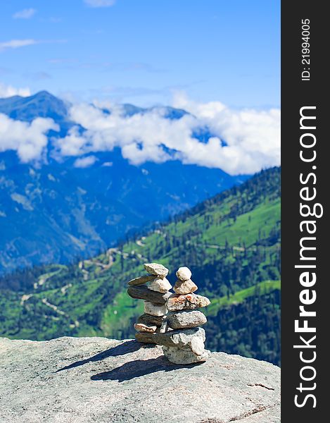 Two Stones Pyramid At Mountains