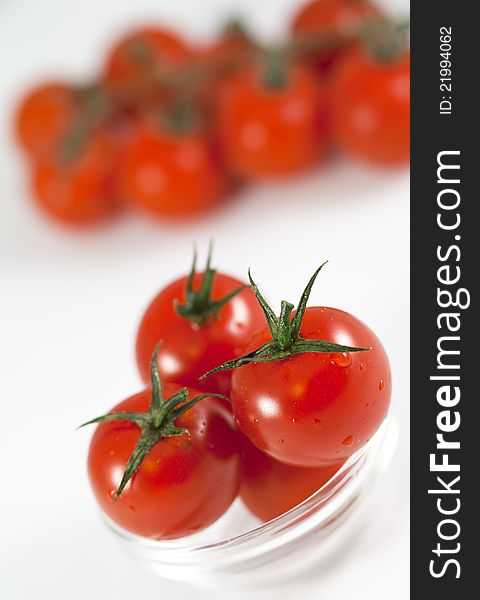 Cherry Tomatoes In Glass Bowl