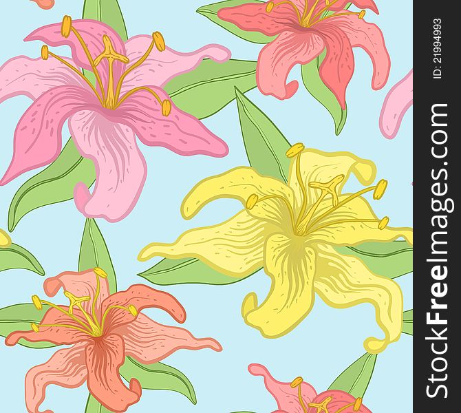 Vector floral seamless background.