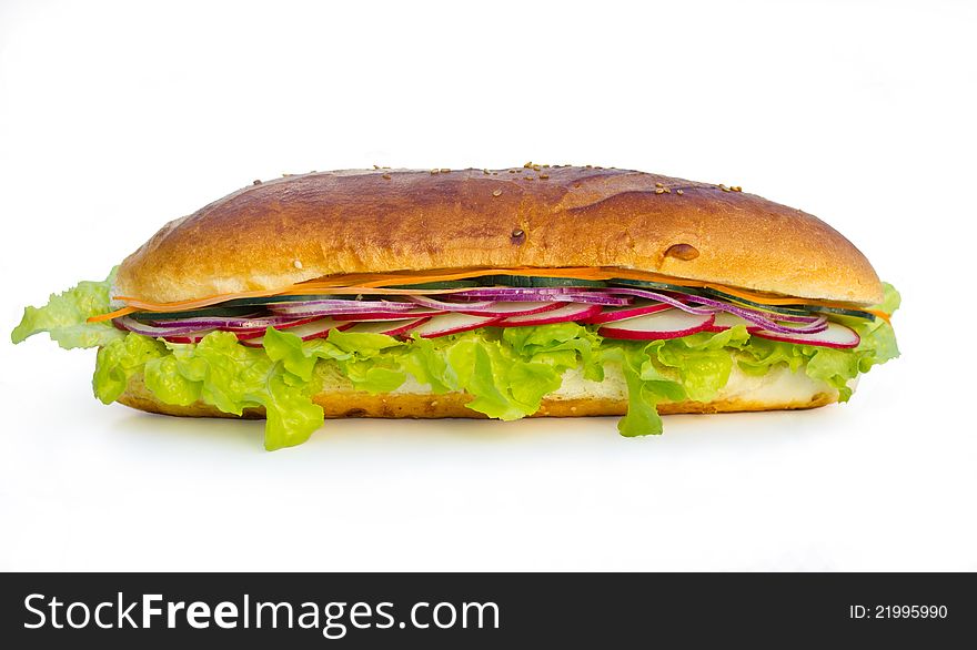 Vegetarian sandwich on white background