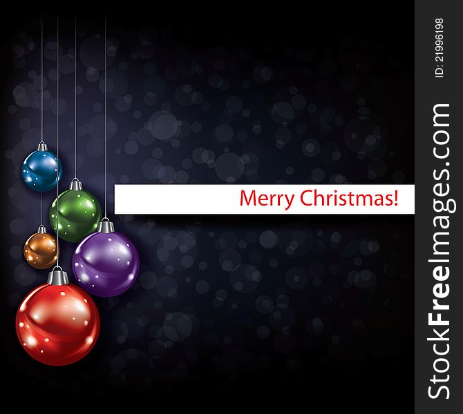 Abstract Christmas greeting with balls on black