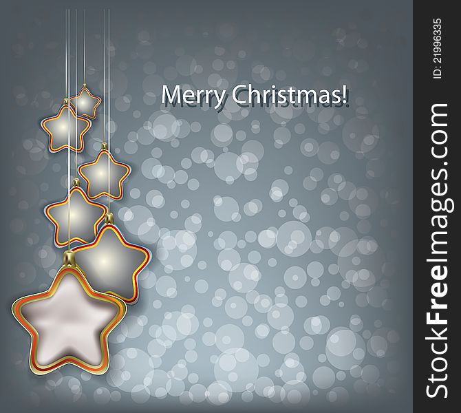 Abstract Christmas greeting with stars on grey